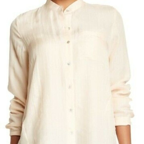 Eileen Fisher Alabaster Silk Blend Button Down Top - Picture 1 of 3
